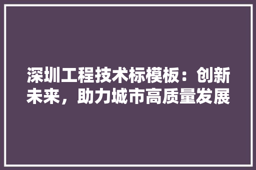深圳工程技术标模板：创新未来，助力城市高质量发展 室内设计