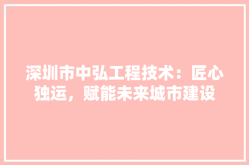 深圳市中弘工程技术：匠心独运，赋能未来城市建设 室内设计