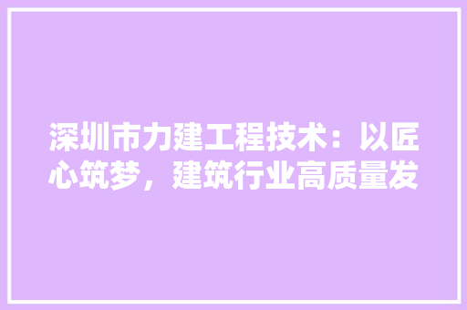 深圳市力建工程技术：以匠心筑梦，建筑行业高质量发展 室内设计