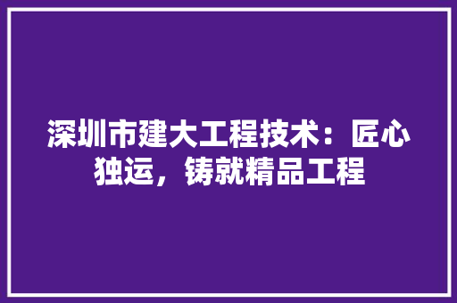 深圳市建大工程技术：匠心独运，铸就精品工程 室内设计