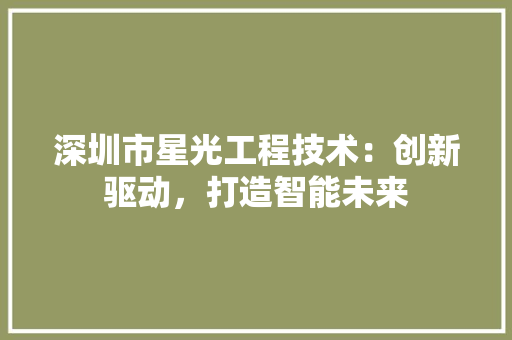 深圳市星光工程技术：创新驱动，打造智能未来 室内设计