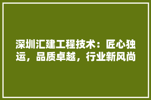 深圳汇建工程技术：匠心独运，品质卓越，行业新风尚 室内设计