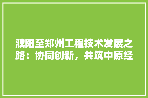 濮阳至郑州工程技术发展之路：协同创新，共筑中原经济新引擎 室内设计