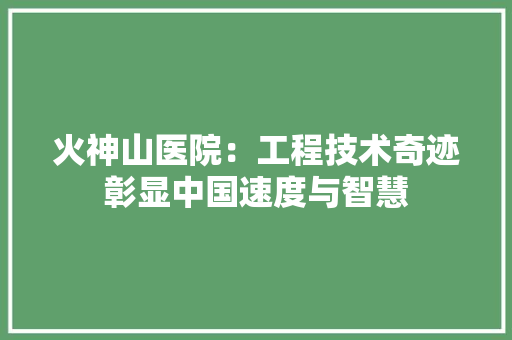 火神山医院：工程技术奇迹彰显中国速度与智慧 室内设计