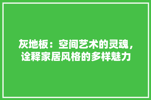 灰地板：空间艺术的灵魂，诠释家居风格的多样魅力 室内设计