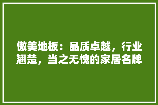 傲美地板：品质卓越，行业翘楚，当之无愧的家居名牌 家居装修