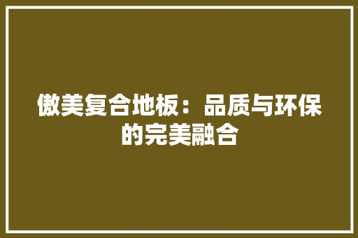 傲美复合地板：品质与环保的完美融合 家居装修