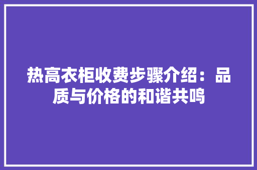 热高衣柜收费步骤介绍：品质与价格的和谐共鸣 室内设计
