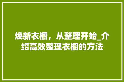 焕新衣橱，从整理开始_介绍高效整理衣橱的方法 室内设计
