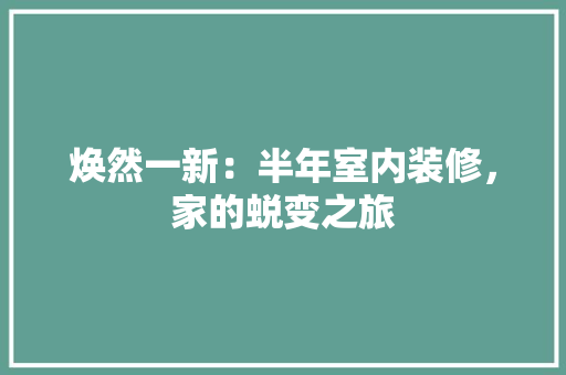 焕然一新：半年室内装修，家的蜕变之旅 室内设计