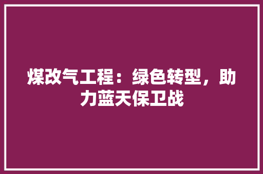 煤改气工程：绿色转型，助力蓝天保卫战 室内设计