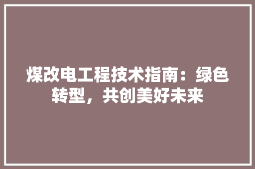 煤改电工程技术指南：绿色转型，共创美好未来 室内设计