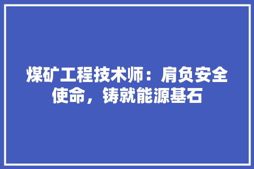 煤矿工程技术师：肩负安全使命，铸就能源基石 室内设计