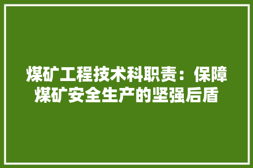 煤矿工程技术科职责：保障煤矿安全生产的坚强后盾 室内设计