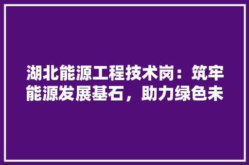 湖北能源工程技术岗：筑牢能源发展基石，助力绿色未来 室内设计