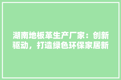 湖南地板革生产厂家：创新驱动，打造绿色环保家居新风尚 室内设计
