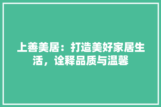 上善美居：打造美好家居生活，诠释品质与温馨 地板材料