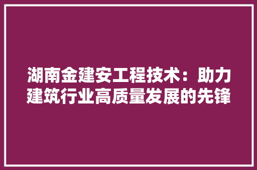 湖南金建安工程技术：助力建筑行业高质量发展的先锋力量 室内设计