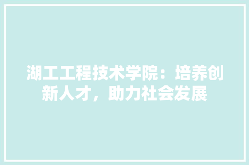 湖工工程技术学院：培养创新人才，助力社会发展