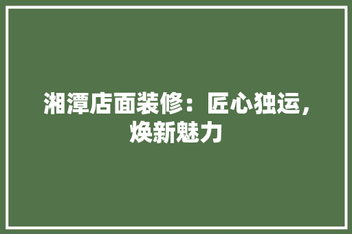 湘潭店面装修：匠心独运，焕新魅力 室内设计