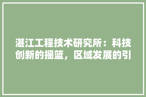 湛江工程技术研究所：科技创新的摇篮，区域发展的引擎 室内设计