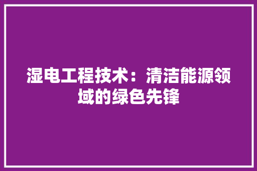 湿电工程技术：清洁能源领域的绿色先锋 室内设计