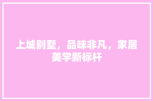 上城别墅，品味非凡，家居美学新标杆