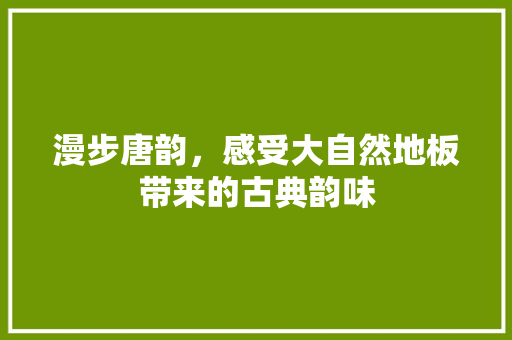 漫步唐韵，感受大自然地板带来的古典韵味