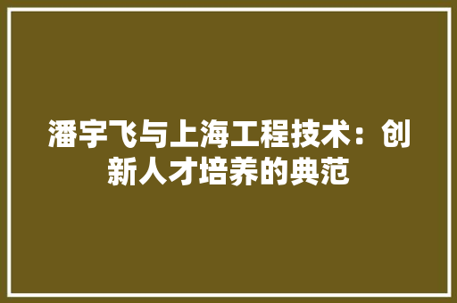 潘宇飞与上海工程技术：创新人才培养的典范 室内设计