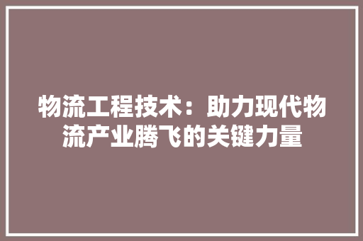 物流工程技术：助力现代物流产业腾飞的关键力量 室内设计