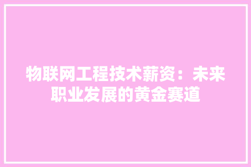 物联网工程技术薪资：未来职业发展的黄金赛道