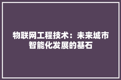 物联网工程技术：未来城市智能化发展的基石