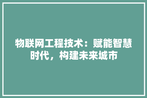 物联网工程技术：赋能智慧时代，构建未来城市
