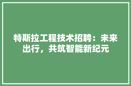特斯拉工程技术招聘：未来出行，共筑智能新纪元 室内设计
