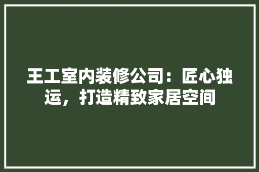 王工室内装修公司：匠心独运，打造精致家居空间 室内设计