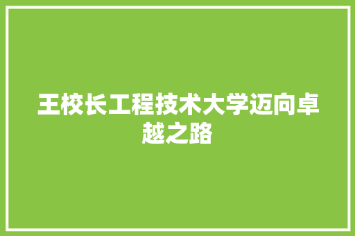 王校长工程技术大学迈向卓越之路 室内设计