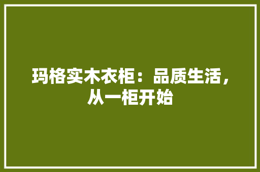玛格实木衣柜：品质生活，从一柜开始 室内设计