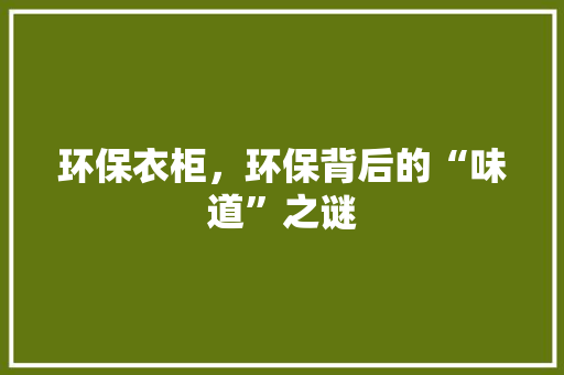 环保衣柜，环保背后的“味道”之谜 室内设计