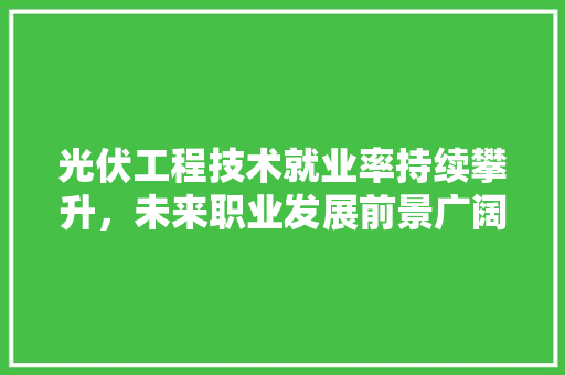 光伏工程技术就业率持续攀升，未来职业发展前景广阔 家居装修