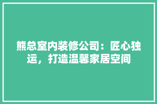 熊总室内装修公司：匠心独运，打造温馨家居空间 室内设计