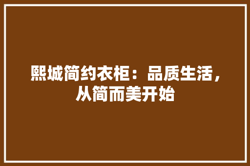 熙城简约衣柜：品质生活，从简而美开始 室内设计