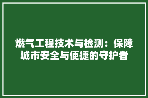 燃气工程技术与检测：保障城市安全与便捷的守护者 室内设计