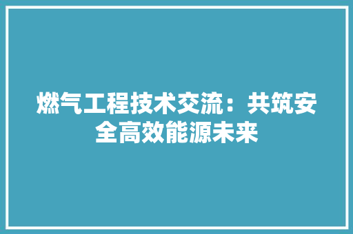 燃气工程技术交流：共筑安全高效能源未来 室内设计