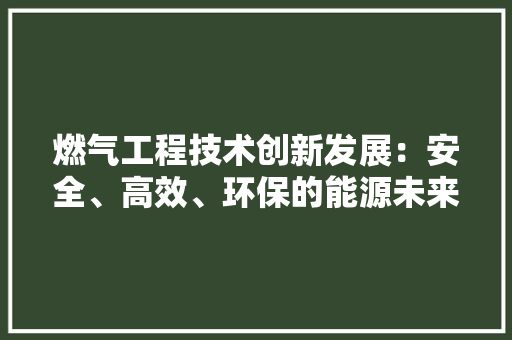 燃气工程技术创新发展：安全、高效、环保的能源未来 室内设计