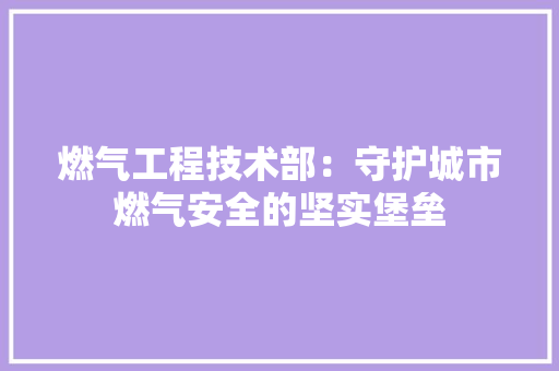燃气工程技术部：守护城市燃气安全的坚实堡垒 室内设计