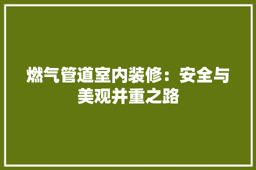 燃气管道室内装修：安全与美观并重之路 室内设计