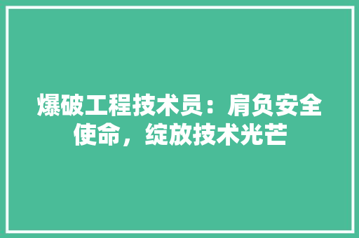爆破工程技术员：肩负安全使命，绽放技术光芒 室内设计
