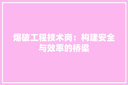 爆破工程技术岗：构建安全与效率的桥梁 室内设计