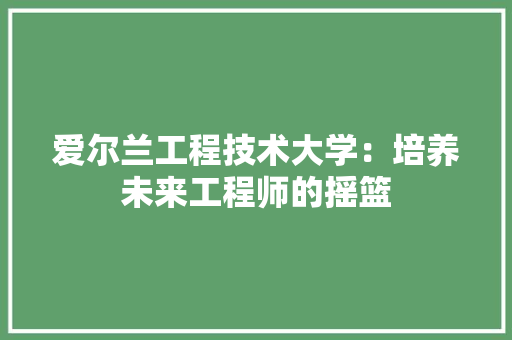 爱尔兰工程技术大学：培养未来工程师的摇篮