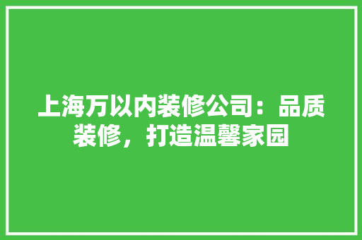上海万以内装修公司：品质装修，打造温馨家园 地板材料